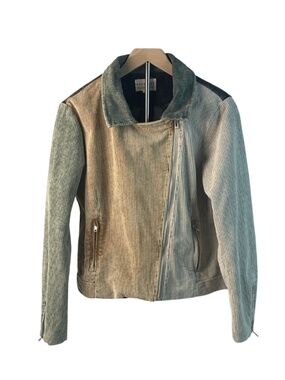 Asymmetrical Corduroy Colorblock Dress Up Bomber Women’s Jacket Size M Boho